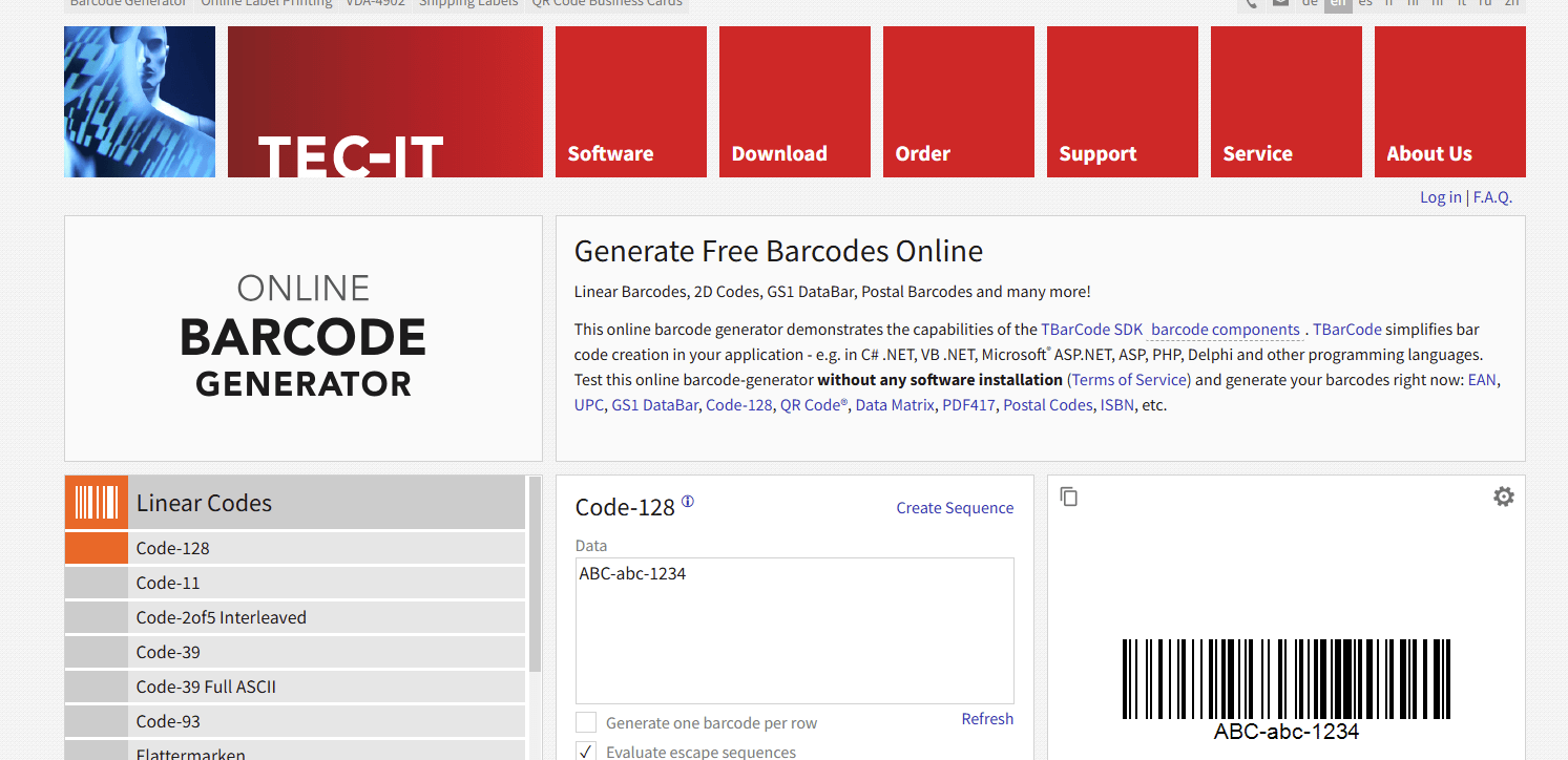 Barcode Generator by Barcode.tec-it.com